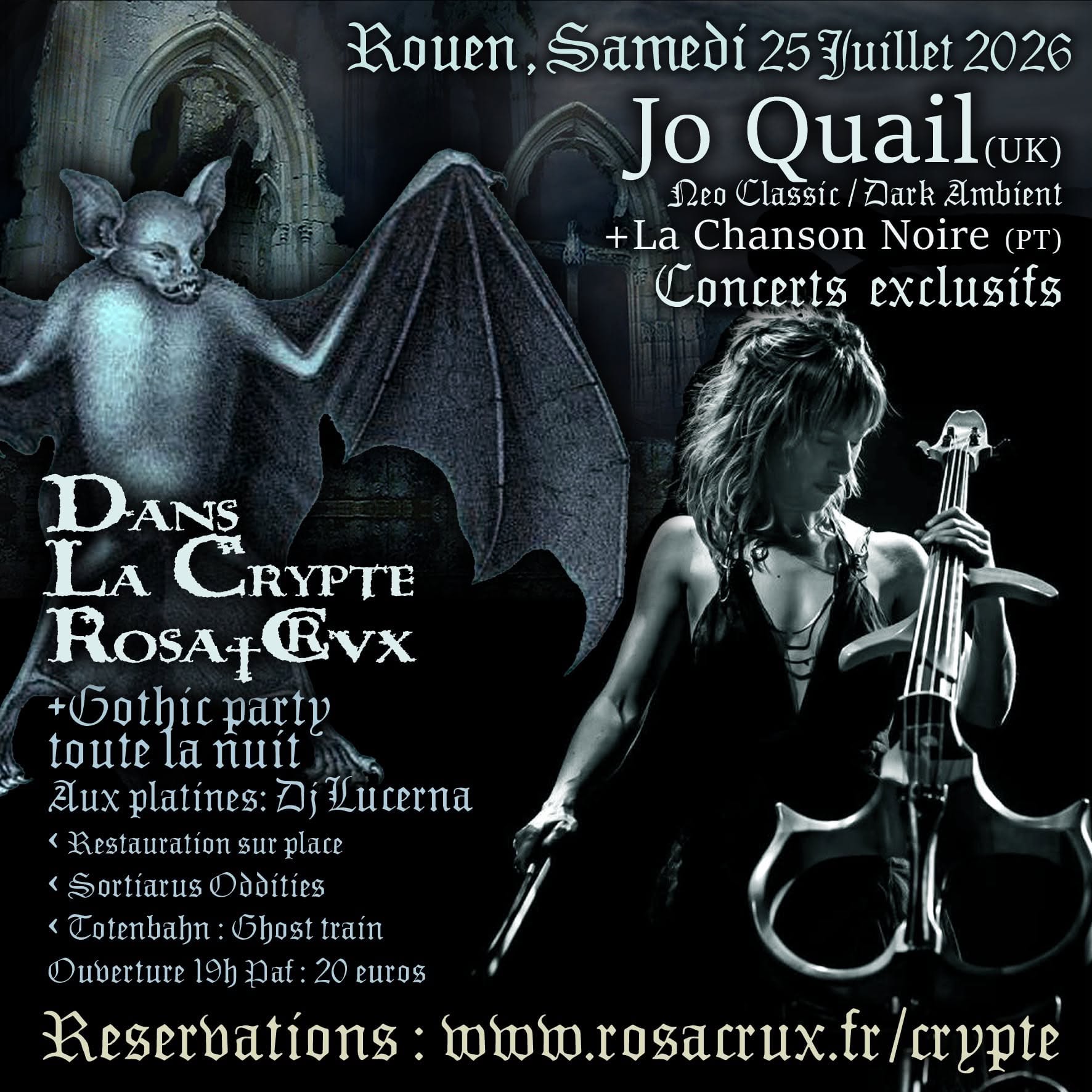 Jo Quail + La Chanson Noire @ La Crypte Rosa Crvx - Rouen (76) - 25 juillet 2026