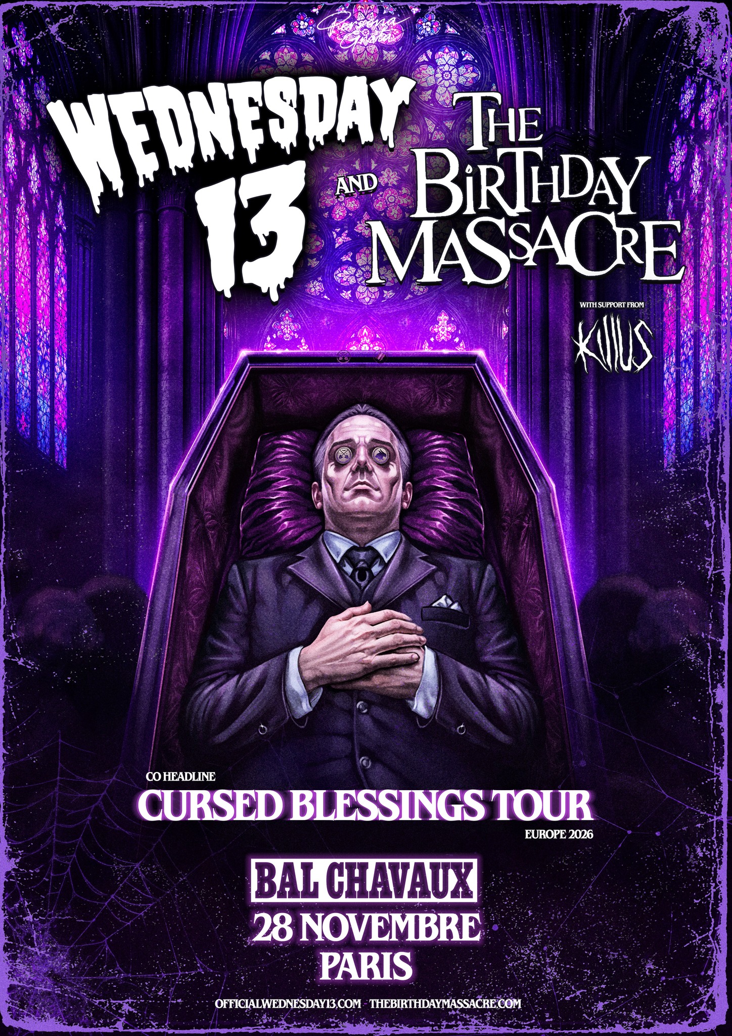 Wednesday 13 + Killus + The Birthday Massacre @ Bal Chavaux - Montreuil (93) - 28 novembre 2026