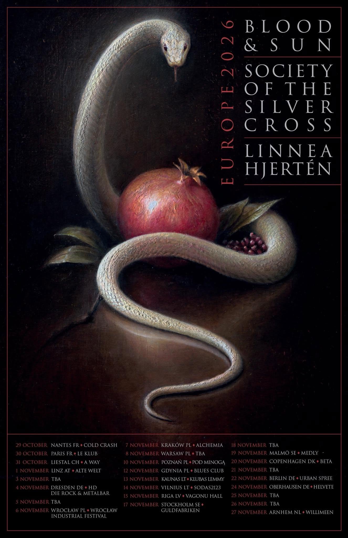 Blood and Sun + Linnea Hjertén + Society of the Silver Cross @ Le Klub - Paris (75) - 30 octobre 2026